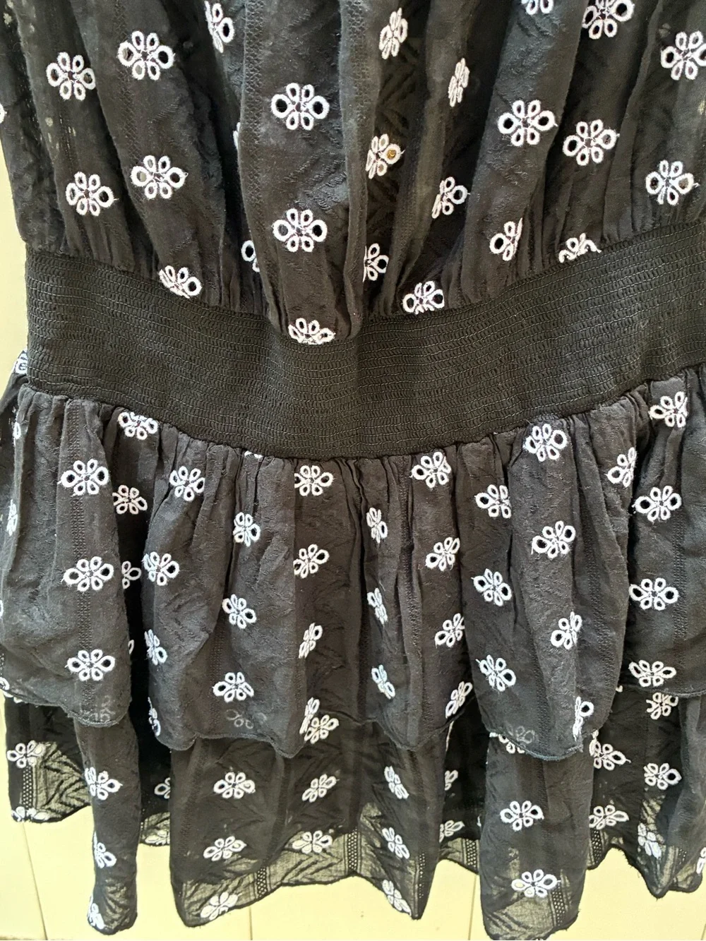 Ramy Brook Rita Black Printed Tiered Mini Skirt Cover Up